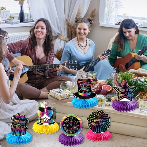 Ornements Décoratifs En Nid D'abeille Pour La Fête Du Nouvel An Décorations De Table En Nid D'abeille Colorées Et Fluorescentes Pour Le Réveillon Du Nouvel An
