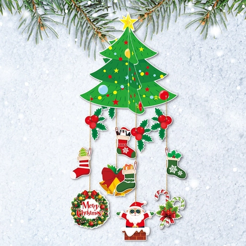3D Papier Weihnachtsbaum Türhänger Deko DIY Karton Festlicher Anhänger Für Zuhause Party Dekoration Frohe Weihnachten