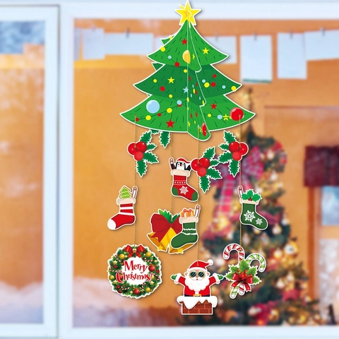 3D Papier Weihnachtsbaum Türhänger Deko DIY Karton Festlicher Anhänger Für Zuhause Party Dekoration Frohe Weihnachten