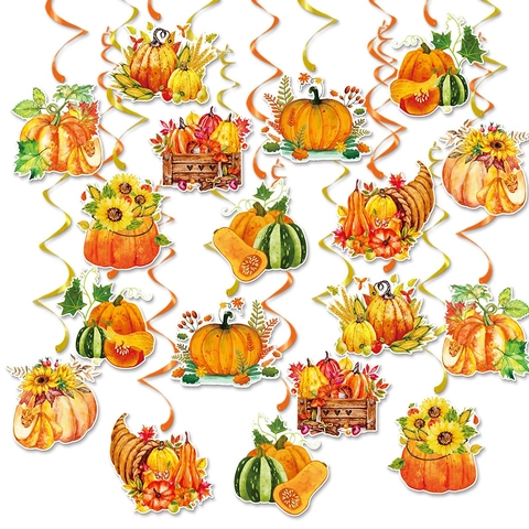 Decoraciones De Remolinos Colgantes Acción De Gracias Cosecha Otoño Calabaza Girasol Colgantes Papel Fiesta