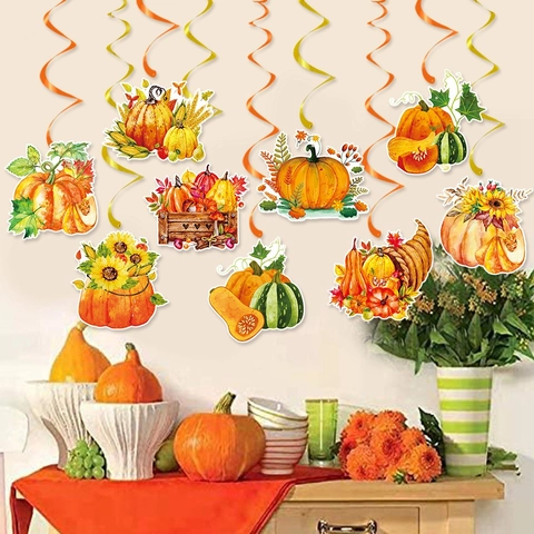 Decoraciones De Remolinos Colgantes Acción De Gracias Cosecha Otoño Calabaza Girasol Colgantes Papel Fiesta