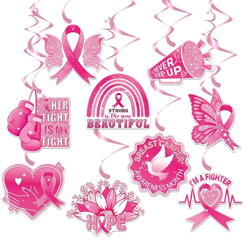 Decorazioni a Spirale Appese a Nastro Rosa per la Sensibilizzazione sul Cancro al Seno Articoli per Feste di Beneficenza per Donne