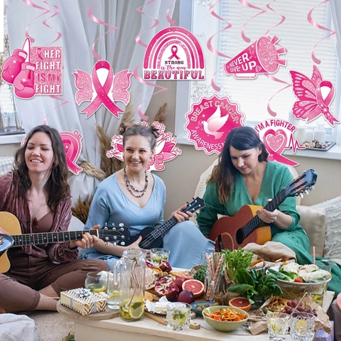 Decorazioni a Spirale Appese a Nastro Rosa per la Sensibilizzazione sul Cancro al Seno Articoli per Feste di Beneficenza per Donne
