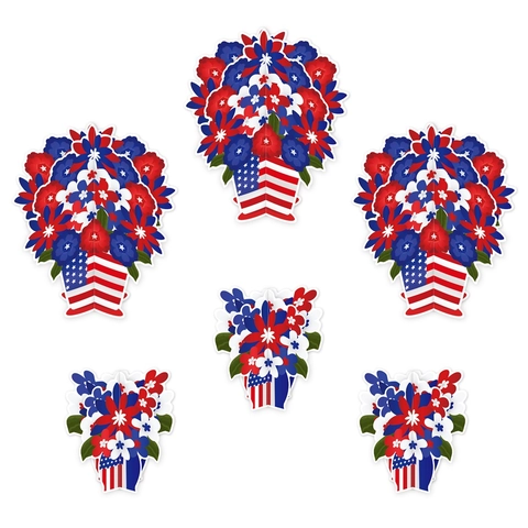 Independence Day Three Dimensional Paper Flower Desktop Centerpieces Patriotic Fourth Of July Table Ornaments Red White Blue Stars Stripes