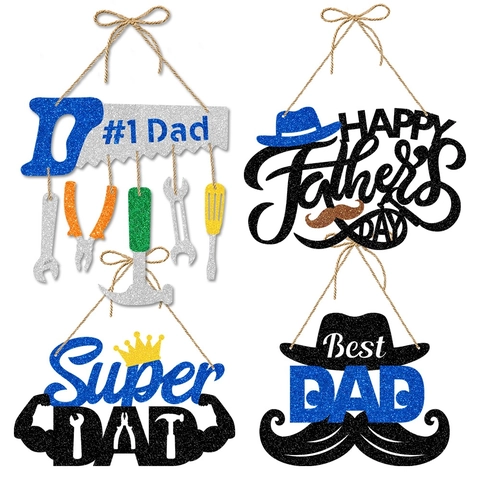 Decorazioni Appese Carta Glitterata Festa Del Papà Targa Porta Per Addobbi Feste