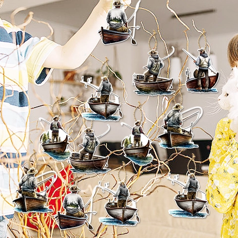 Etichette Appese In Carta Tema Pesca Per Decorazione Festa Festa Del Papà Ornamento Stile Pescatore Barca