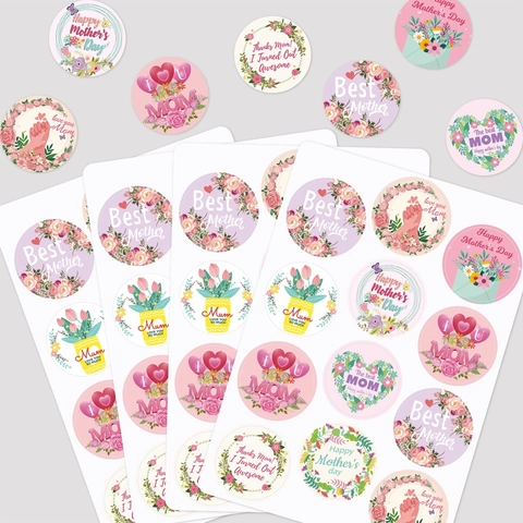 Adesivi Decorativi Felice Festa Della Mamma Carta Autoadesiva Design Floreale Cuore Per Festa Regalo Busta Migliore Mamma