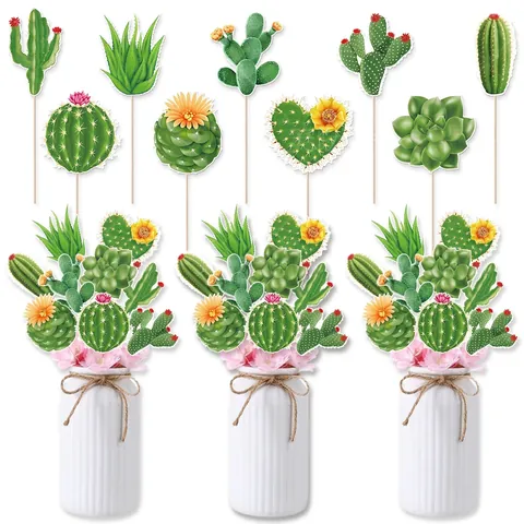 Inserti per Vasi di Cactus Piante Grasse Topper per Torte Decorazioni per Feste Estive Hawaiane Puntelli in Carta