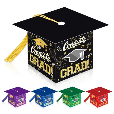 Graduation Cap Gift Boxes Paper Mortarboard Candy Box With Tassels Congrats Grad Party Favors Ceremony Decoration