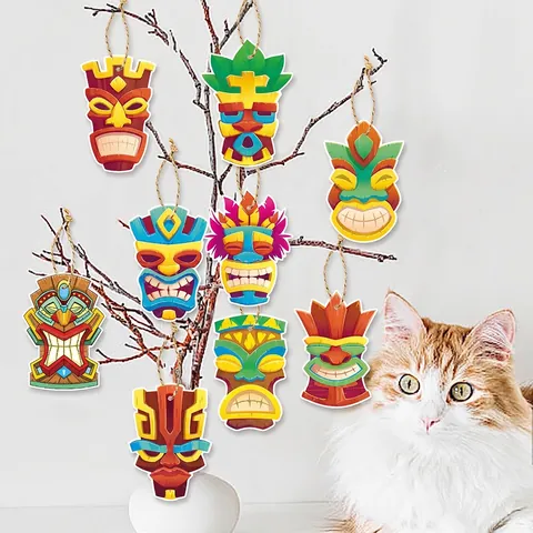 Ornamenti Appesi Maschera Tiki Carta Totem Tribale Etichette Hawaii Estate Spiaggia Luau Decorazione Festa Con Corda Di Canapa