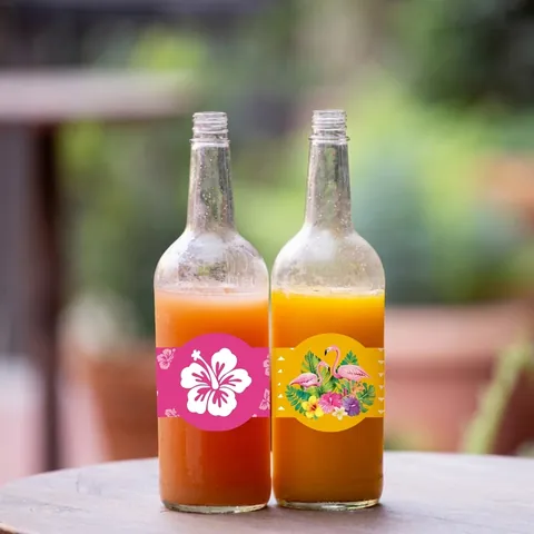 Etiquetas De Botellas De Fiesta De Hawái Decoraciones Tropicales Luau Envolturas De Bebidas Flamenco Piña Celebración De Verano