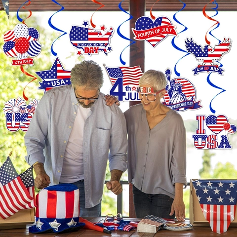 Decorazioni Appese A Spirale Giorno Dell'Indipendenza Patriottico Fourth Of July Ritagli Di Carta Tema USA Festa