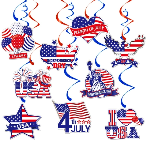 Decorazioni Appese A Spirale Giorno Dell'Indipendenza Patriottico Fourth Of July Ritagli Di Carta Tema USA Festa