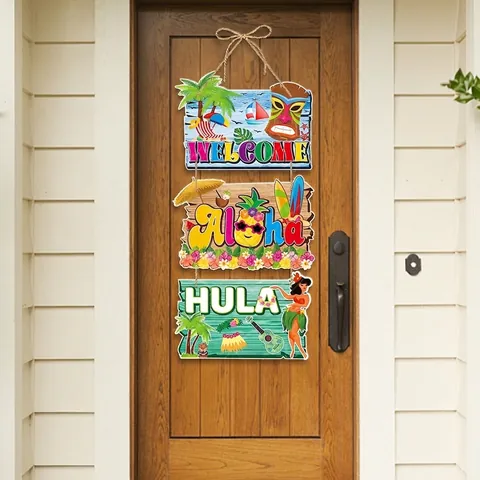 Appendiporta Per Festa Tiki Hawaiiana Aloha Tema Spiaggia Tropicale Ornamento Di Carta Per Decorazione Parete Luau