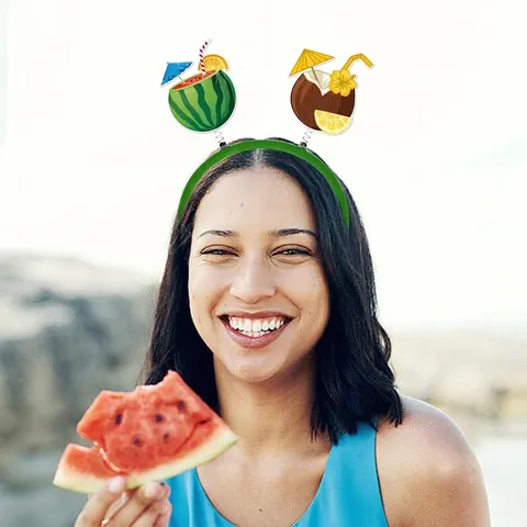 Sommer Tropische Hawaii Party Stirnbänder Mit Kunststoffbasis Und Papierdekorationen Flamingos Ananas Wassermelone Tiki