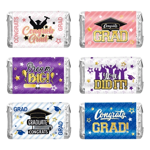 Afstudeerfeest Stickers Zelfklevend Papier Gefeliciteerd Mini Snoep Chocolade Wrapper Etiketten Ceremonie Decoratie