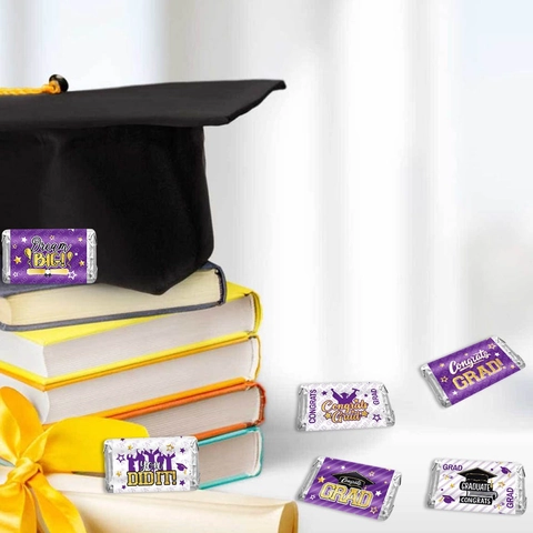 Afstudeerfeest Stickers Zelfklevend Papier Gefeliciteerd Mini Snoep Chocolade Wrapper Etiketten Ceremonie Decoratie