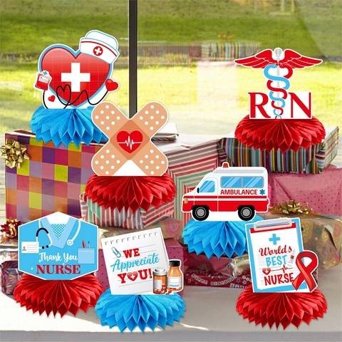 Décoration Nid D'Abeille Journée Des Infirmières Papier Décor De Table Graduation Médicale Fournitures De Fête