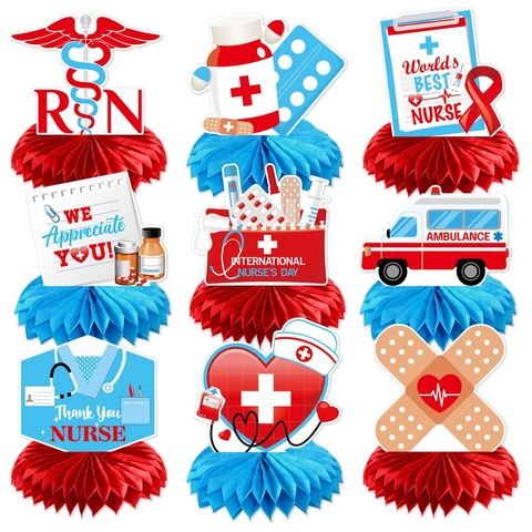 Décoration Nid D'Abeille Journée Des Infirmières Papier Décor De Table Graduation Médicale Fournitures De Fête