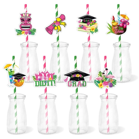 Hawaiian Abschluss Strohhalm Deko Papier Tropisch Tiki Flamingo Party Geschirr Feier Zeremonie DIY Dekorationen