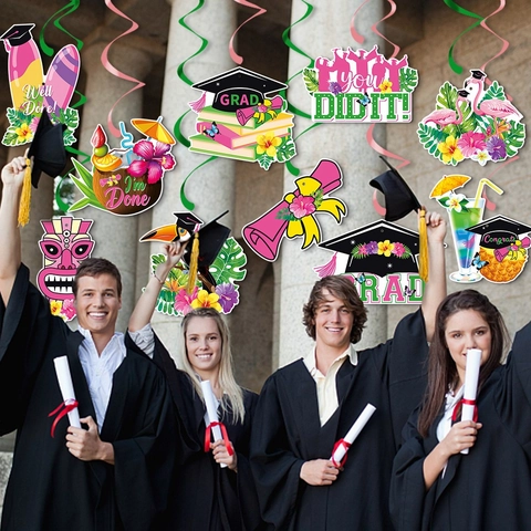 Graduation Hanging Swirl Decorations Tropical Hawaii Theme Paper Cutouts Spirals For Ceiling Graduation Party Decor