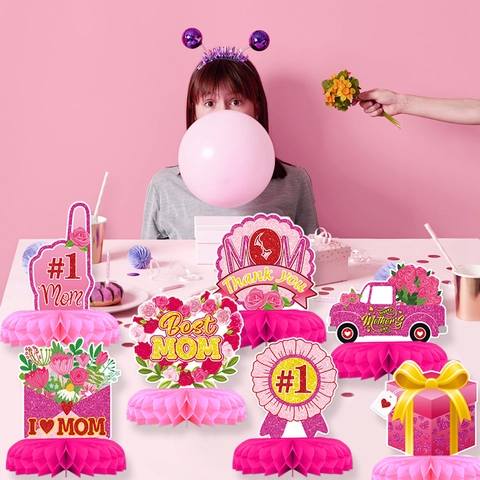 Centrotavola A Nido D'ape Festa Della Mamma Decorazioni Da Tavola Carta Floreale Rosa Migliore Mamma Party