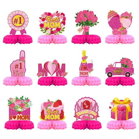 Centrotavola A Nido D'ape Festa Della Mamma Decorazioni Da Tavola Carta Floreale Rosa Migliore Mamma Party