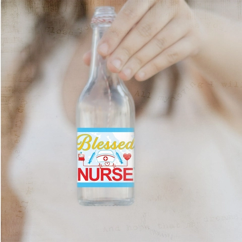 Adesivi Bottiglia Acqua Giorno Infermiera Decorazioni Festa Laurea Tema Medico Motivi Cuore Stetoscopio Etichette Carta