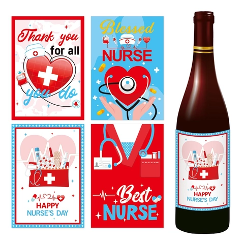 Adesivi Per Bottiglie Di Vino Tema Infermiera Decorazioni Festa Graduazione Etichette Carta Regalo Medico