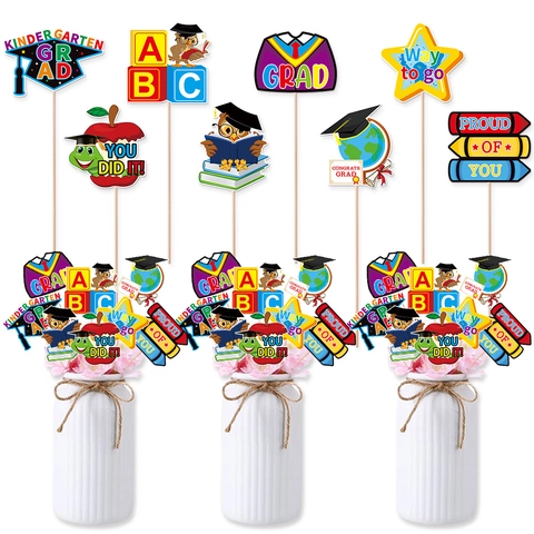 Tarjetas De Decoración Para Floreros De Graduación Fiesta De Jardín De Infancia Diseño De Búho Sombrero De Doctor