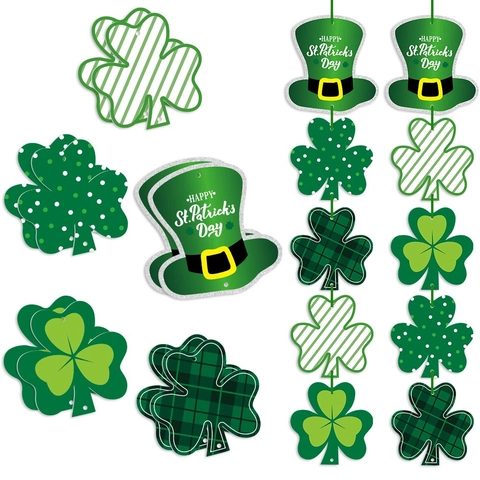 Decoración Puerta San Patricio Trébol Verde Sombrero Leprechaun Cartulina Festival Home Party Adornos