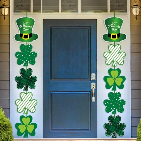 Decoración Puerta San Patricio Trébol Verde Sombrero Leprechaun Cartulina Festival Home Party Adornos