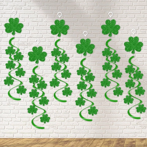 Decorazione Appesa San Patrizio Spirale Trifoglio Verde Luccicante Ornamento Vortice Decorazione Soffitto Per Festa