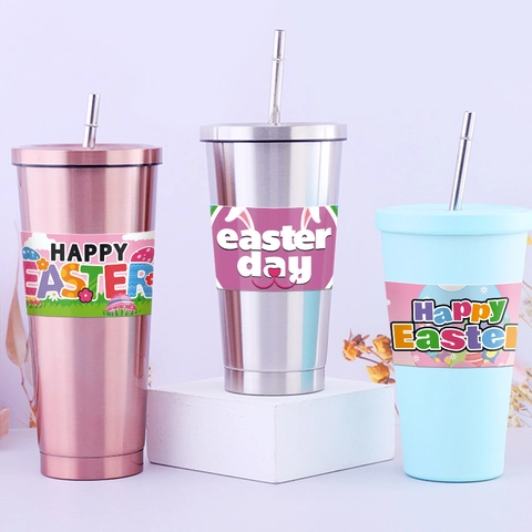 Ostern Wasserflasche Aufkleber Etiketten Hase Ei Muster Wasserdicht Papier Kleber Party Dekoration Urlaub Zubehör