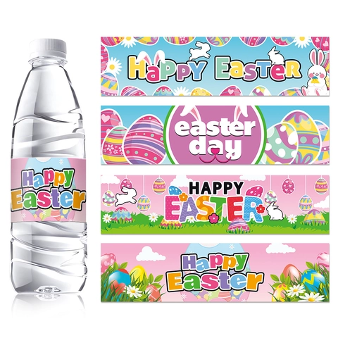 Ostern Wasserflasche Aufkleber Etiketten Hase Ei Muster Wasserdicht Papier Kleber Party Dekoration Urlaub Zubehör