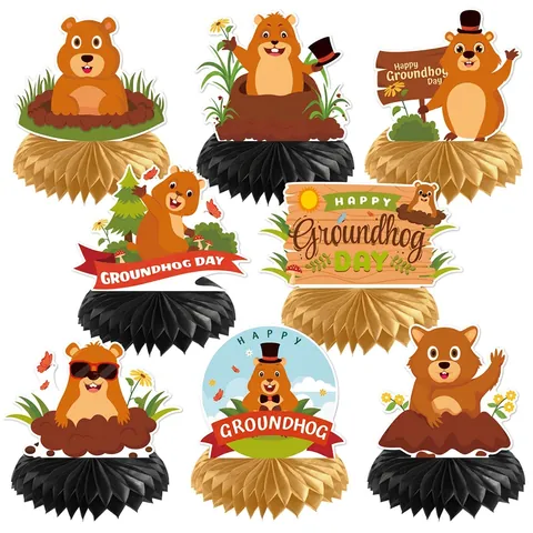 Murmeltiertag Waben Tischdekoration Papier Cartoon Murmeltier Party Ornamente Desktop Dekoration