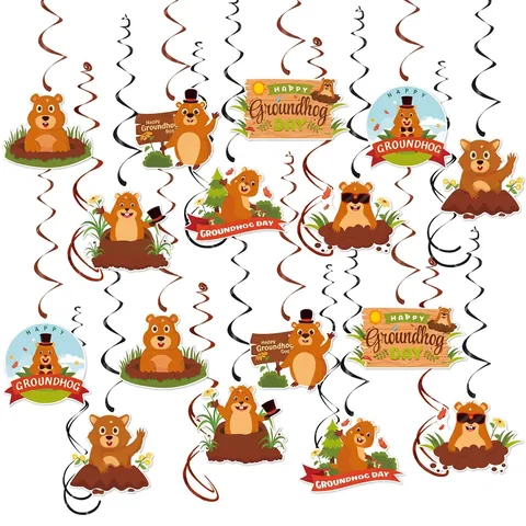 Decorazioni A Spirale Sospese Per Il Giorno Della Marmotta Carta PVC Streamer Per Festa Di Primavera Arredamento Soffitto
