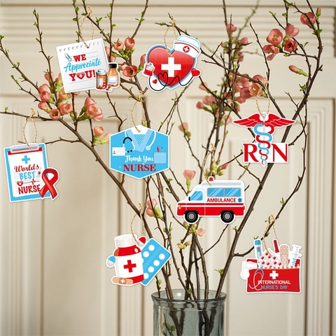 Etichette Appese Decorazione Festa Giorno Infermiera Carta Tema Medico Ornamento Cerimonia Laurea Con Corda