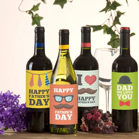 Vatertag Wein Etiketten Wasserdichtes Papier Dekorativ Schnurrbart Krawatte Muster DIY Party Dekoration Geschenk Neuheit
