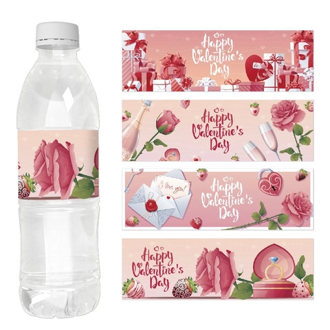 Wasserflaschenetiketten Valentinstag Party Dekoration Klebepapier Romantisch Floral Herz Hochzeit Getränkeverpackungen