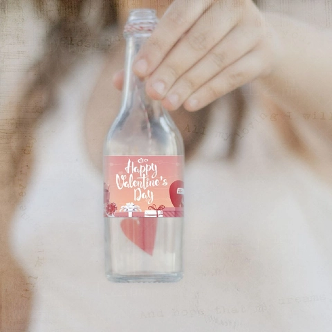 Wasserflaschenetiketten Valentinstag Party Dekoration Klebepapier Romantisch Floral Herz Hochzeit Getränkeverpackungen