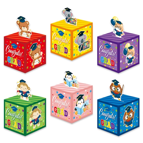 Graduation Candy Gift Boxes Paper Cartoon Animal Pattern Congrats Grad Graduation Party Celebration Decor