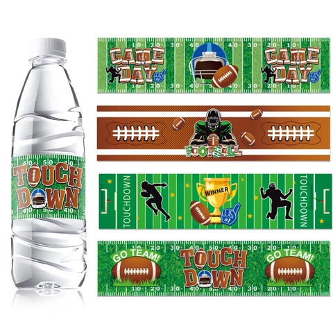 Amerikaans Football Thema Waterfles Stickers Papieren Labels Voor Sport Spel Dag Feest Decoraties Patroon