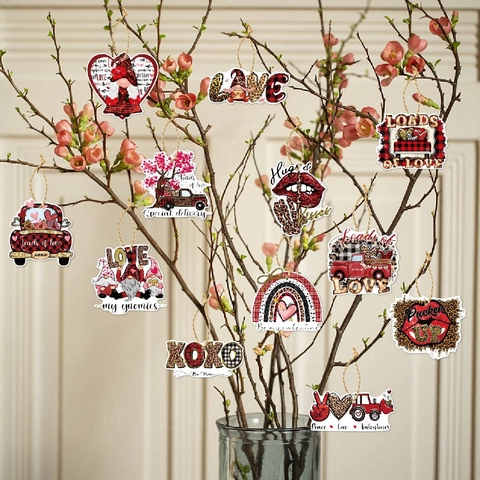 Pendenti Appesi Per San Valentino Cuore Camion Gnomo Etichette Regalo In Carta Con Spago Decorazione Romantica Per Matrimoni E Feste