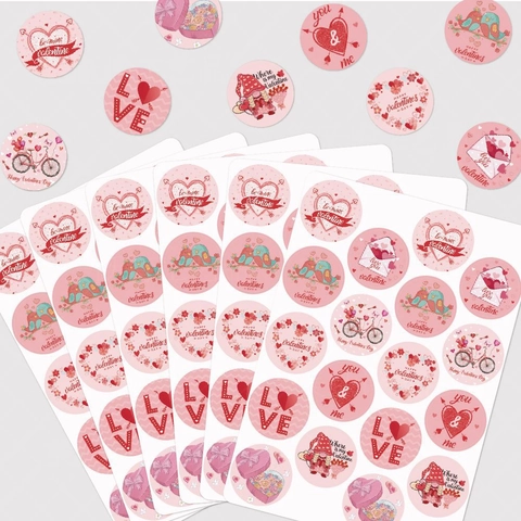 Valentine's Day Stickers Heart Gnome Romantic Paper Adhesive Label Decals For Envelope Seal Gift Box Party Decoration