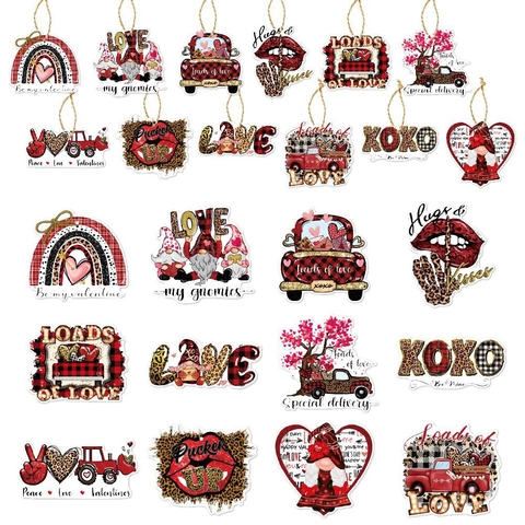 Pendenti Appesi Per San Valentino Cuore Camion Gnomo Etichette Regalo In Carta Con Spago Decorazione Romantica Per Matrimoni E Feste