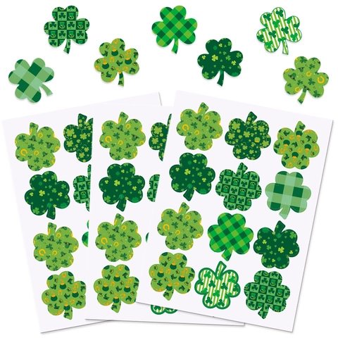 Pegatinas De Trébol Del Día De San Patricio Calcomanías De Papel Adhesivo Verde Para Decoraciones De Fiesta Irlandesa Arte Corporal