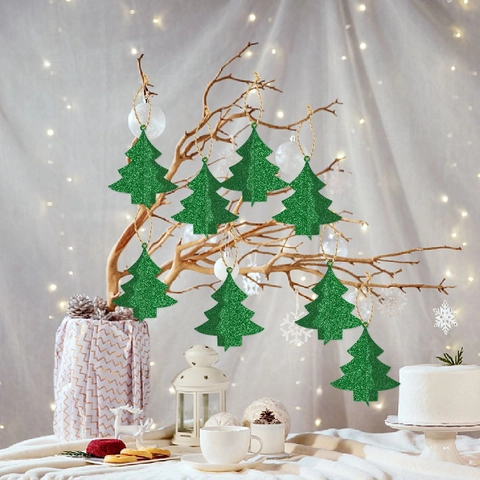 Banner Albero Di Natale Ornamento Appeso Carta Luccicante Verde Decorazione Festa Festiva Parete Casa Vacanze