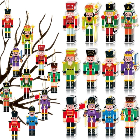 Decorazioni Appese Soldato Schiaccianoci Cartone Fronte Retro Decorazione Albero Di Natale Arredamento Festa Con Corda Di Canapa