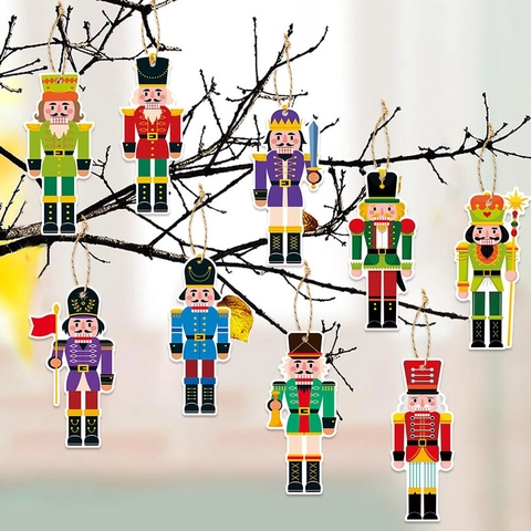 Decorazioni Appese Soldato Schiaccianoci Cartone Fronte Retro Decorazione Albero Di Natale Arredamento Festa Con Corda Di Canapa